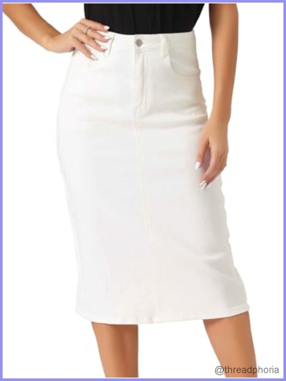 High Waist Denim Pencil Skirt Midi Back Split Casual Jean Skirt